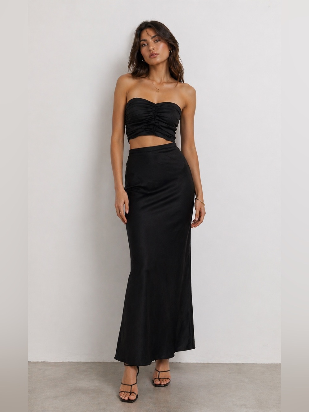 Dissh Bonnie ruched Strapless Crop Top / Bralette – Black – Size 4 (US)